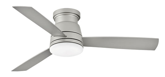 Hinkley Trey 52-in Integrated LED Outdoor Flush Mount Smart Brushed Nickel with Silver Blades Propeller Ceiling Fan With Light - Remote Included ( 3 -Blade ) 5528915