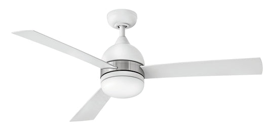 Hinkley Verge 52-in Matte White Integrated LED Indoor/Outdoor Smart Propeller Ceiling Fan with Light and Remote (3-Blade) 902352FMW-LWA
