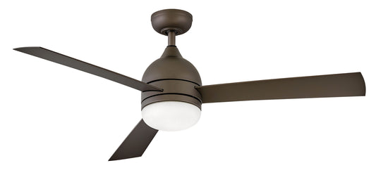 Hinkley Verge 52-Inches Metallic Matte Bronze with Metallic Matte Bronze Blades Integrated LED Fixture Indoor/Outdoor Downrod mount Smart Compatible Propeller Ceiling Fan With Light and Remote ( 3 -Blade)