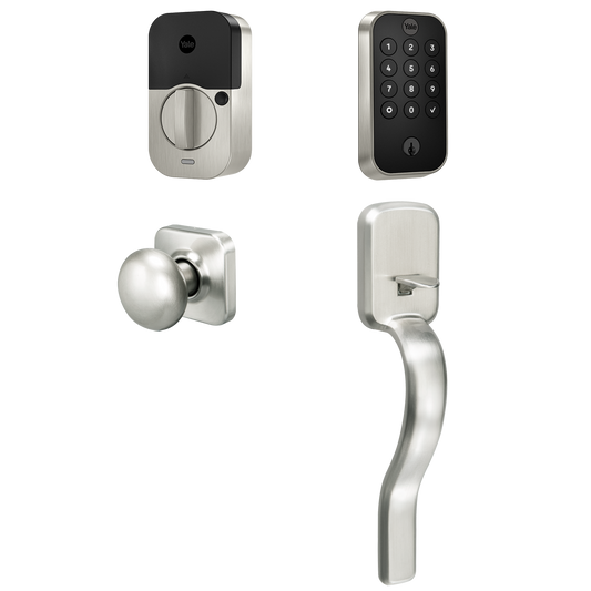 Yale Assure Lock 2 Ridgefield Bundle Satin Nickel Smart Lock Electronic Deadbolt and Handleset with Wifi Bluetooth Keypad B-YRD410-WF1-RX-619