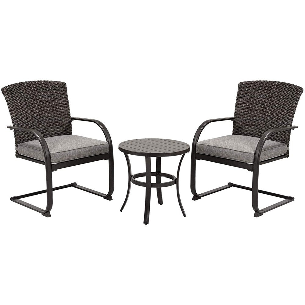 Sunrinx 3 -Piece Wicker Patio Conversation Set with Gray Cushions