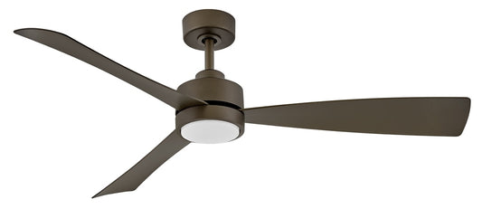 Hinkley Iver 56-in Metallic Matte Bronze Integrated LED Indoor/Outdoor Downrod or Flush Mount Smart Propeller Ceiling Fan with Light and Remote (3-Blade) 905756FMM-LWD