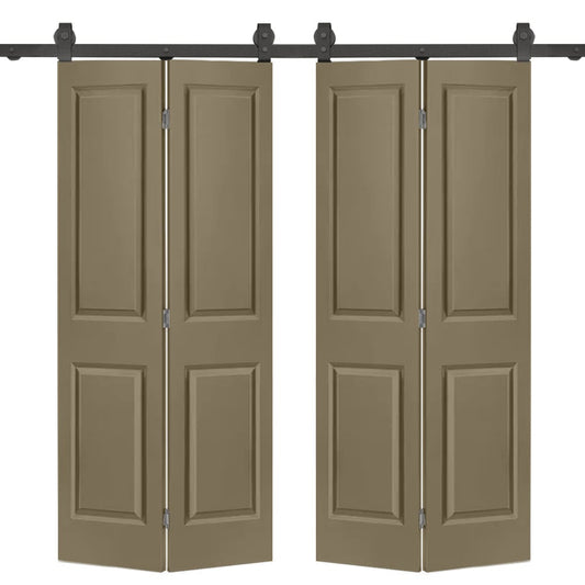 CALHOME 48-in x 80-in Olive Green MDF Hollow core Double Barn Door (Hardware Included)