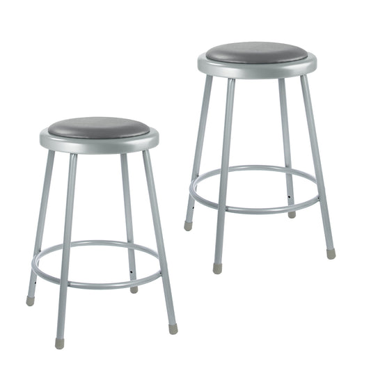 Hampden Furnishings Otto 24 Inch Padded Work Seat Stool (Set of 2) - Gray, 300 lbs. Weight Capacity, Versatile and Durable Steel Construction HMD6400BGY/2
