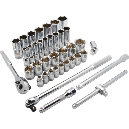 Dynamic 1/2-in Drive Standard (SAE) Shallow/Deep Socket Set (38-Pieces)