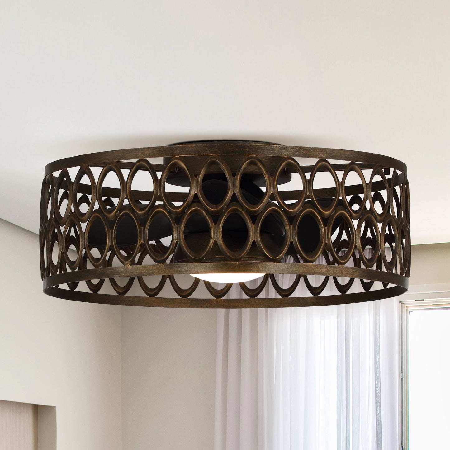 Parrot Uncle 20.9-in Flush Mount Oil Rubbed Bronze with Black Blades Fandelier Ceiling Fan With Light - Remote Included ( 3 -Blade ) 5647768