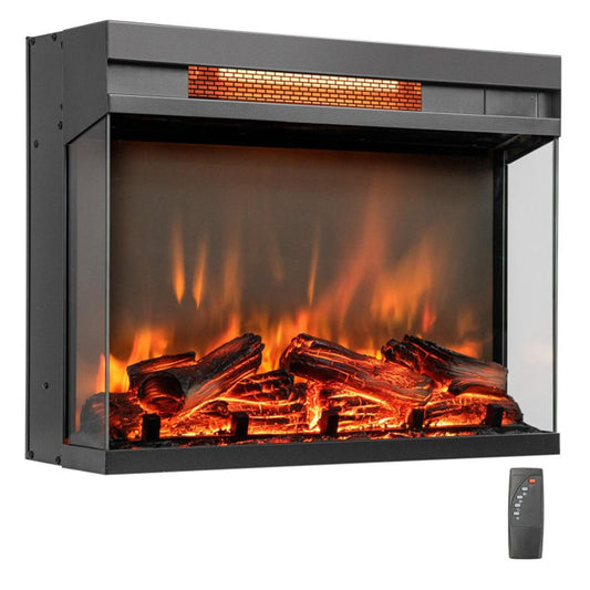 BABOOM 22.8-in W Black Infrared Quartz Electric Fireplace BOM-10362BK-CO