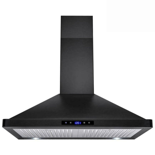 Maocao Hoom 30 inch Ducted 350-CFM Black Wall-Mounted Range Hood