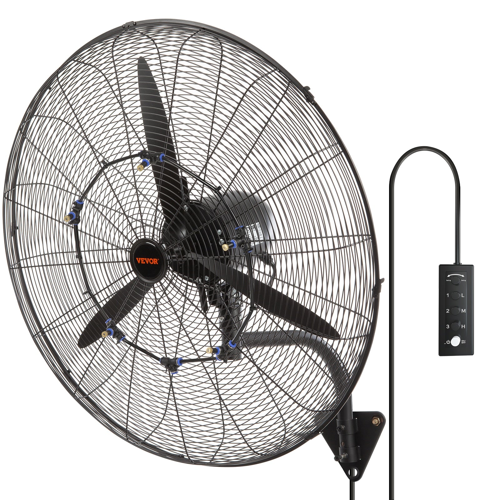 VEVOR Wall Fan 30-in Oscillation Indoor or Outdoor Black Wall Mounted Fan GYBGSFSYCSS30K4KVV1