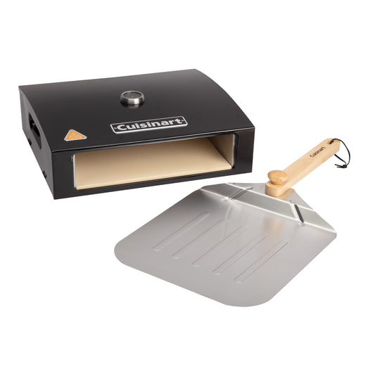 Cuisinart Grill Top Pizza Oven with Cordierite Baking Stone and Integrated Thermometer - Wood Handle, 20.1-in x 18.1 CPO-700