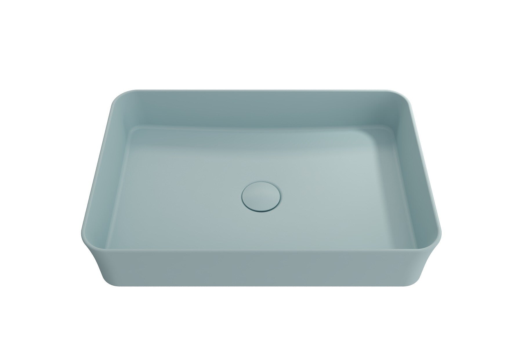 BOCCHI Fire clay Vessel Rectangular Modern Matte Ice Blue Bathroom Sink ( 21.5-Inches x 14.5-Inches )
