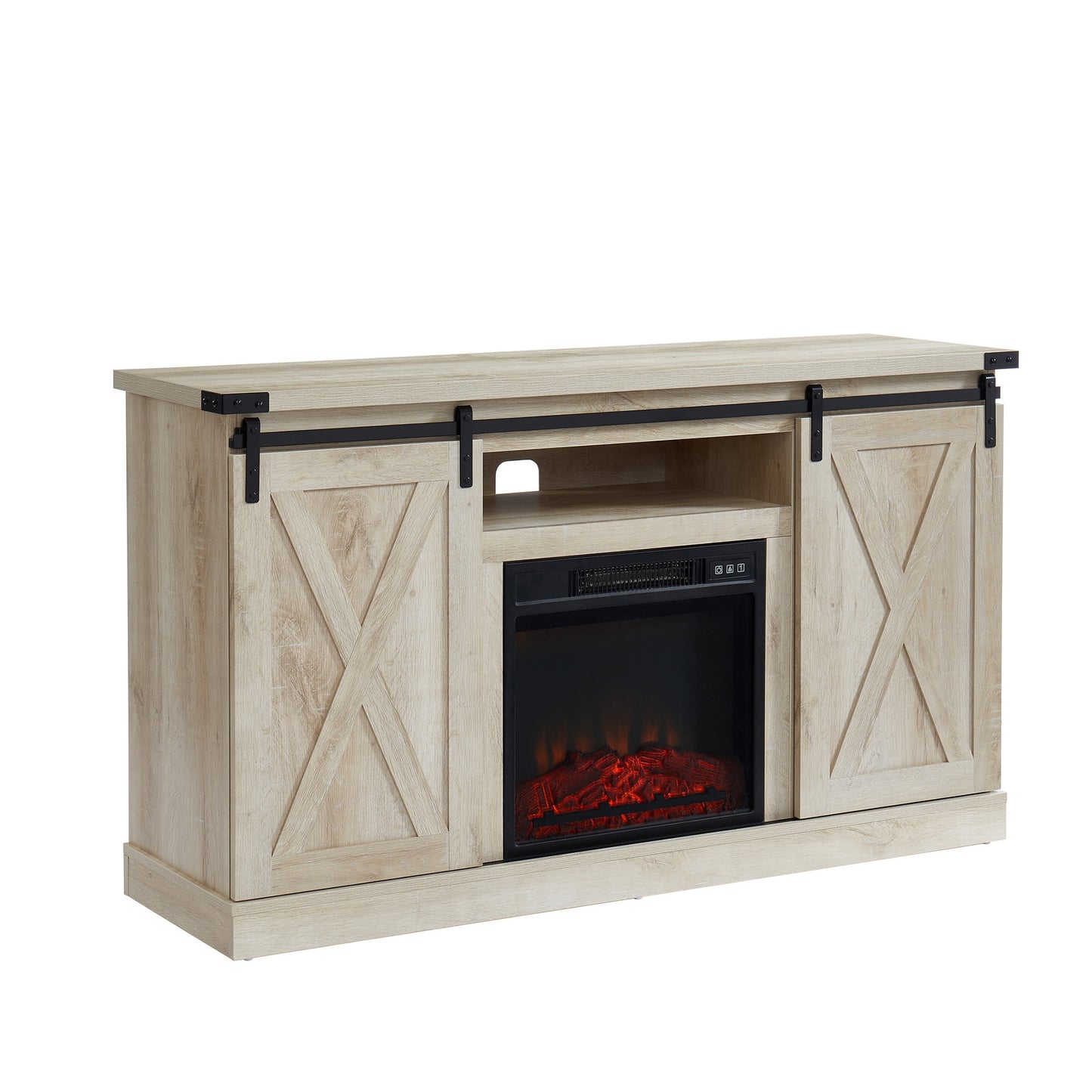CASAINC 54-in W White Oak TV Stand with LED Electric Fireplace CA-CYTVS08-WOK