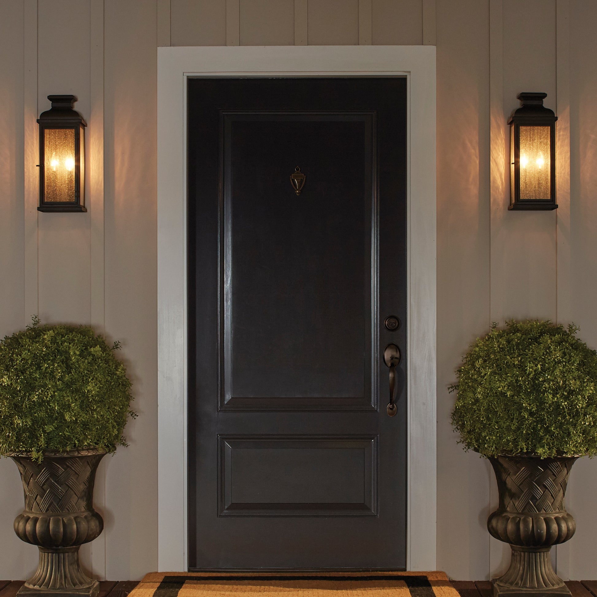 Generation Lighting Pediment 2 -Light 18.13-in H Black Hardwired Outdoor Wall Light