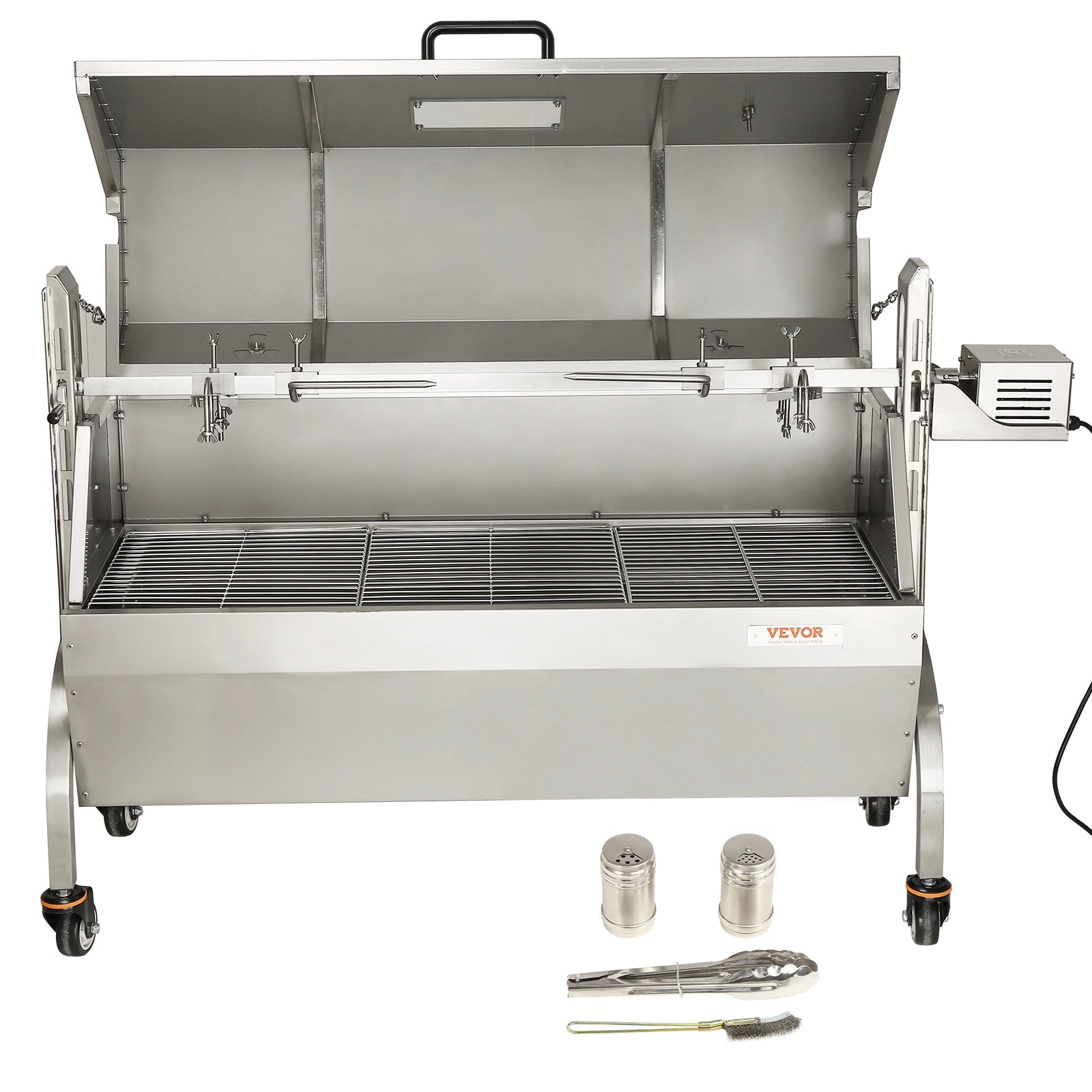 VEVOR 46" 4-RPM Roaster Spit Rotisserie BBQ Grill 50-Watt Stainless Steel 132 Lbs Capacity Electric Grill HLKD4650W60KGCMNMV1