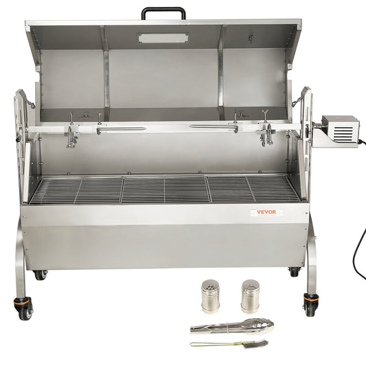 VEVOR 46" 4-RPM Roaster Spit Rotisserie BBQ Grill 50-Watt Stainless Steel 132 Lbs Capacity Electric Grill HLKD4650W60KGCMNMV1