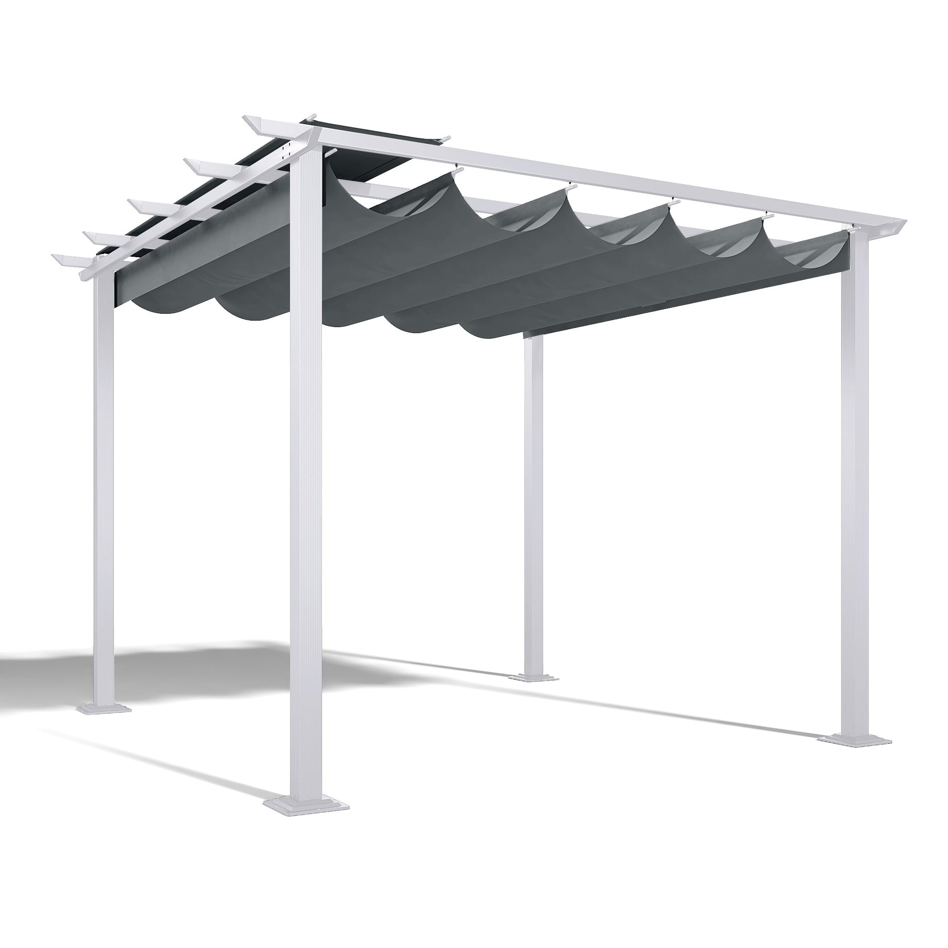  10-ft W x 10-ft L x 7-ft 3-in H Gray Metal Freestanding Pergola with Canopy