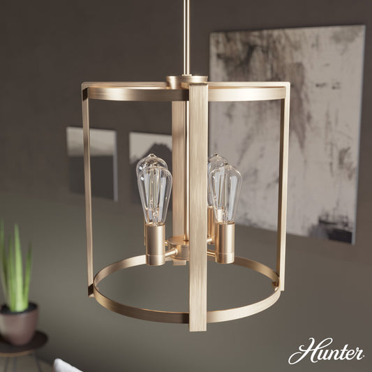 Hunter Astwood 4 -Light Matte Gold Modern/contemporary Bare bulb For Use in Bedrooms, Dining Rooms, Foyers, Kitchens, Living Rooms Chandelier 5024498