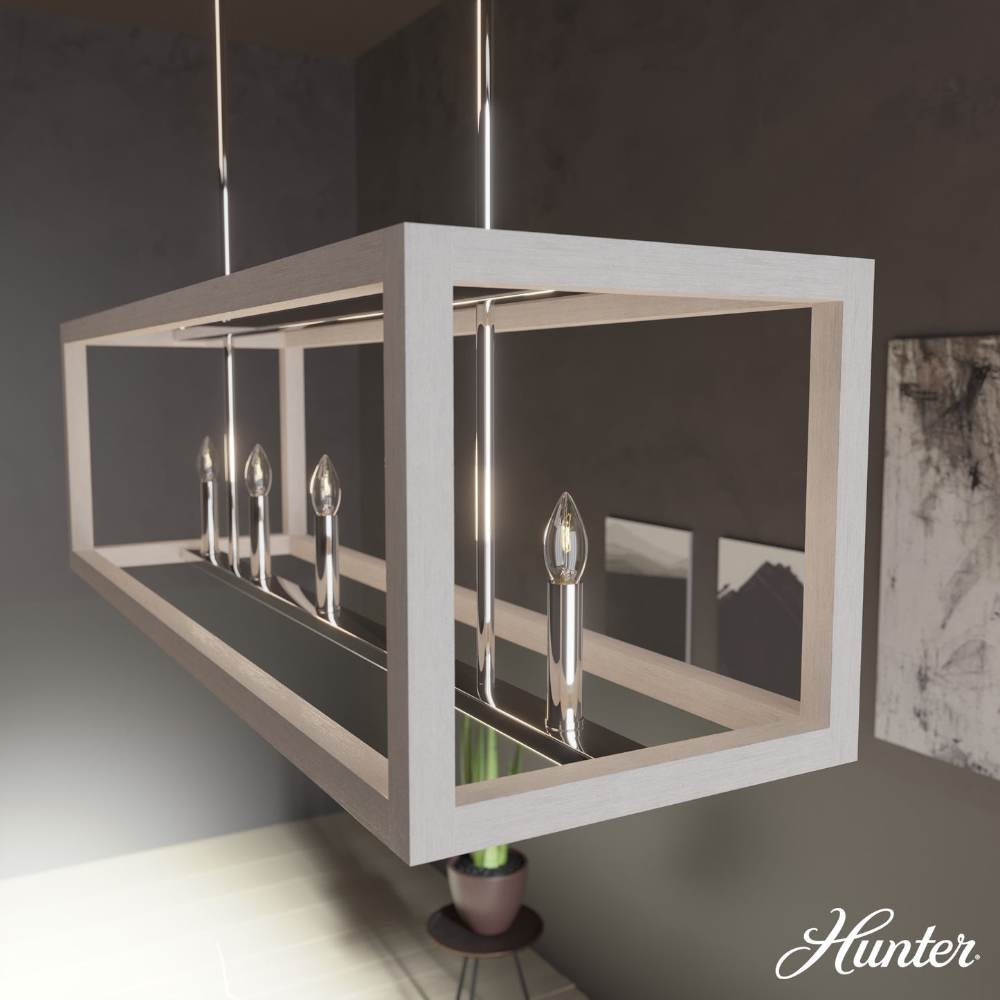 Hunter Squire Manor 5 -Light Brushed Chrome Modern/contemporary For Use in Bedrooms, Dining Rooms, Foyers, Kitchens, Living Rooms Chandelier 5281525