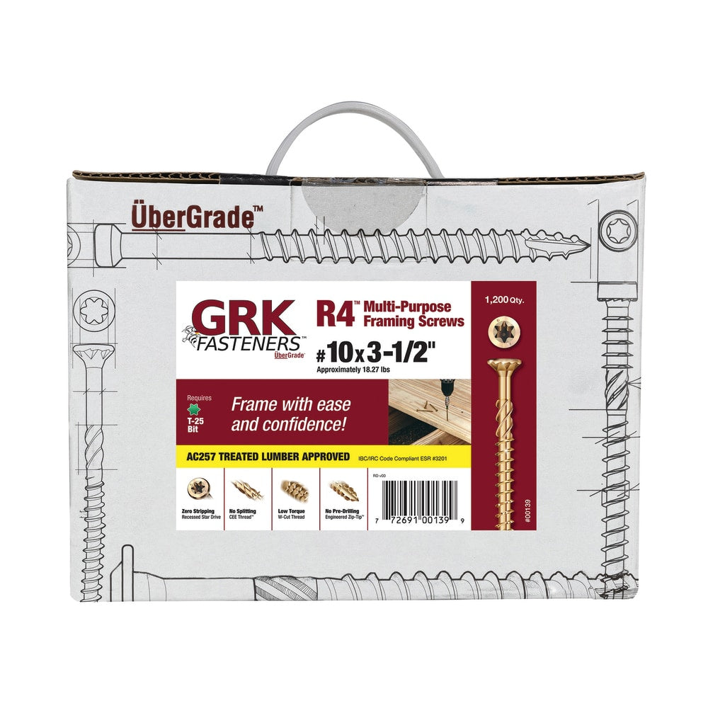 GRK #10 x 3-1/2-in Double-barrier R4 Exterior Wood Screws (1200-Per Box) 139