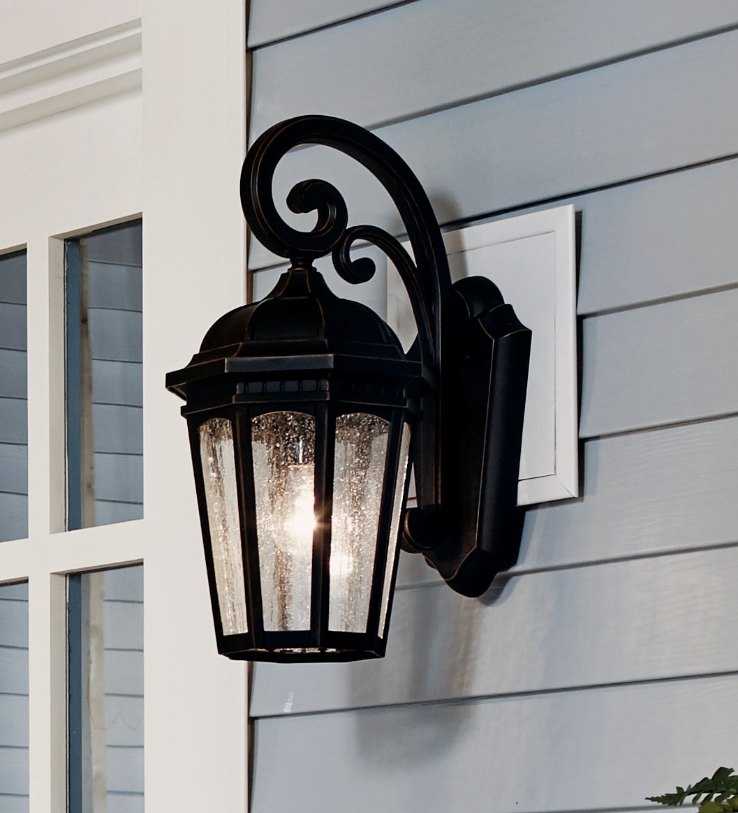 Kichler Courtyard 1 -Light 17.75-in H Oil-rubbed Bronze Hardwired Outdoor Wall Light 1253733
