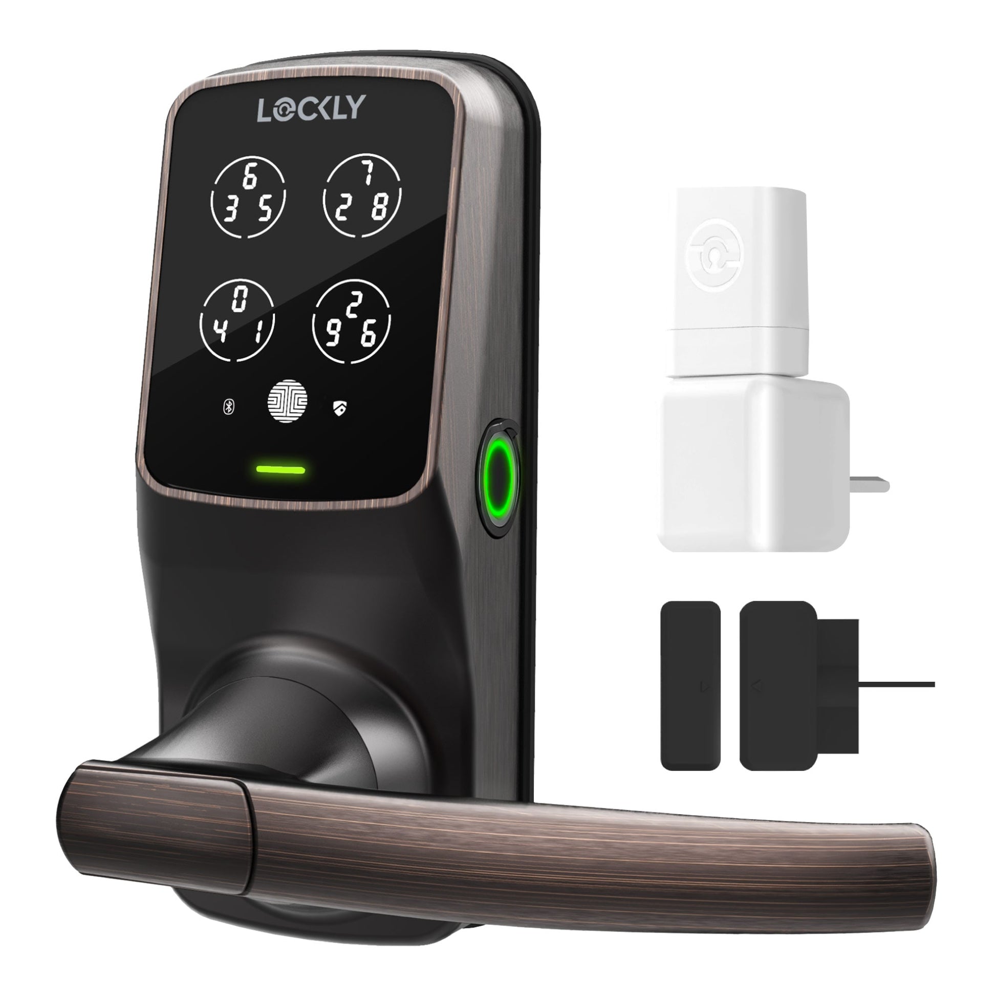 Lockly Secure Pro Latch Wi-Fi Smart Locks Venetian Bronze Smart Lock Electronic Deadbolt with Wifi Bluetooth and Fingerprint Touchscreen Keypad PGD628W-VB