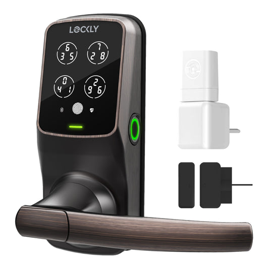 Lockly Secure Pro Latch Wi-Fi Smart Locks Venetian Bronze Smart Lock Electronic Deadbolt with Wifi Bluetooth and Fingerprint Touchscreen Keypad PGD628W-VB
