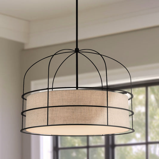 Minka Lavery Gateway Park 6 -Light Black Transitional Dome Large Hanging Pendant light 5388253