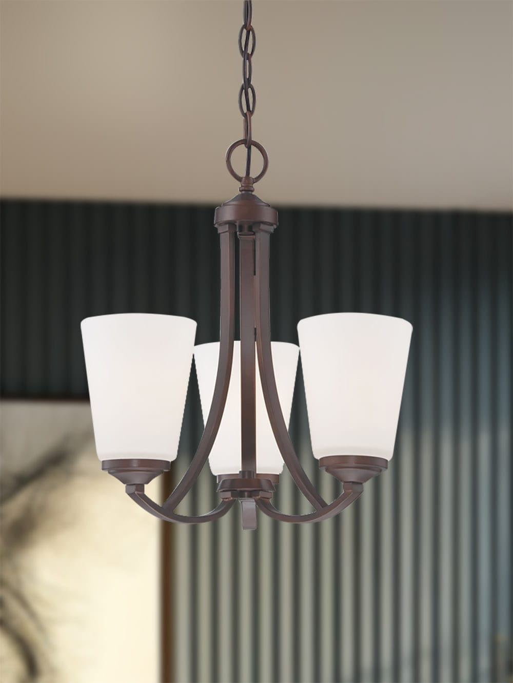 Minka Lavery Overland Park 3 -Light Matte Bronze Transitional For Use in Bedrooms, Dining Rooms, Foyers, Kitchens, Living Rooms Chandelier 1664526