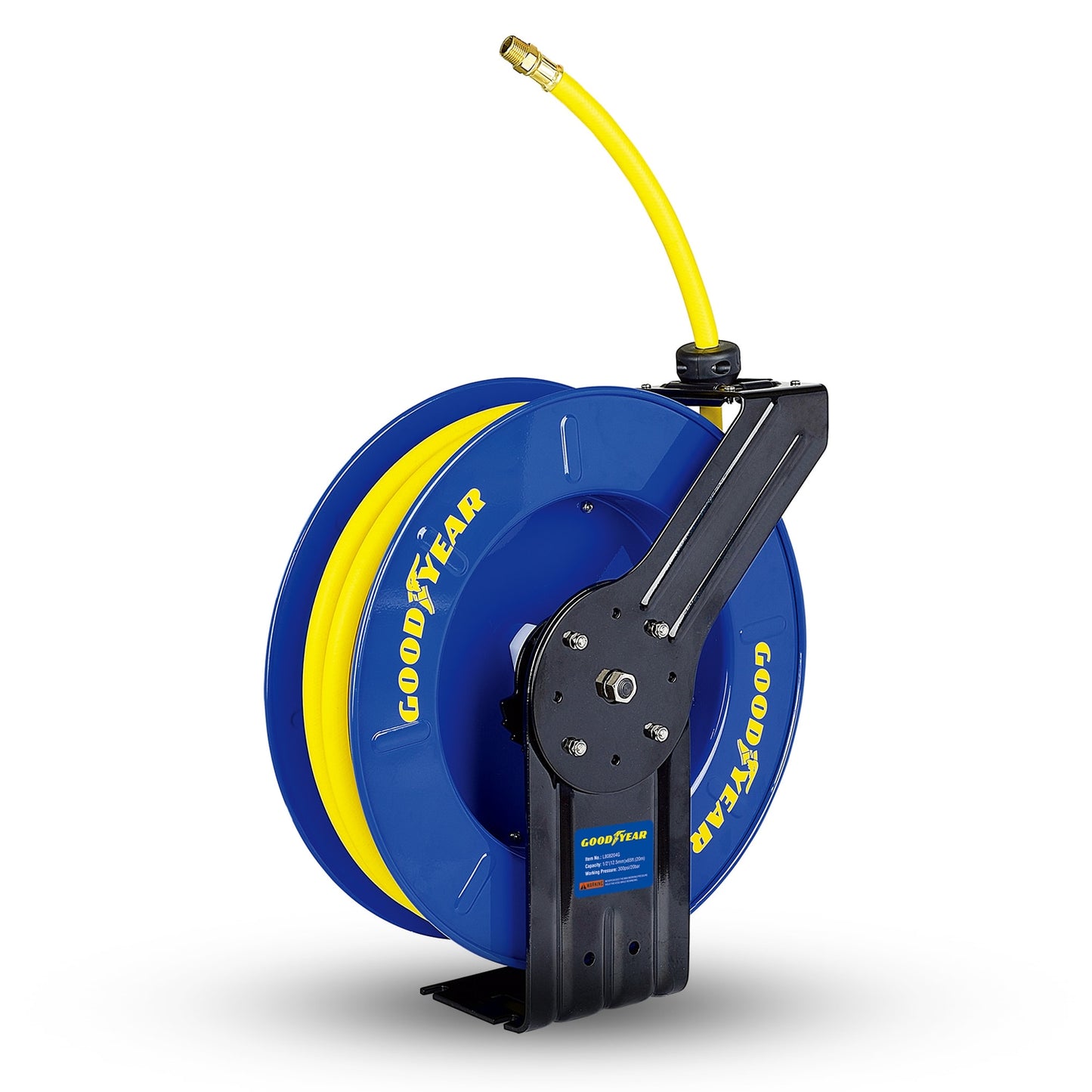 Goodyear Goodyear Industrial Retractable Air Hose Reel- 1/2in X 65ft, 300 Psi Max, 3/8 In Npt Connections, Single Arm