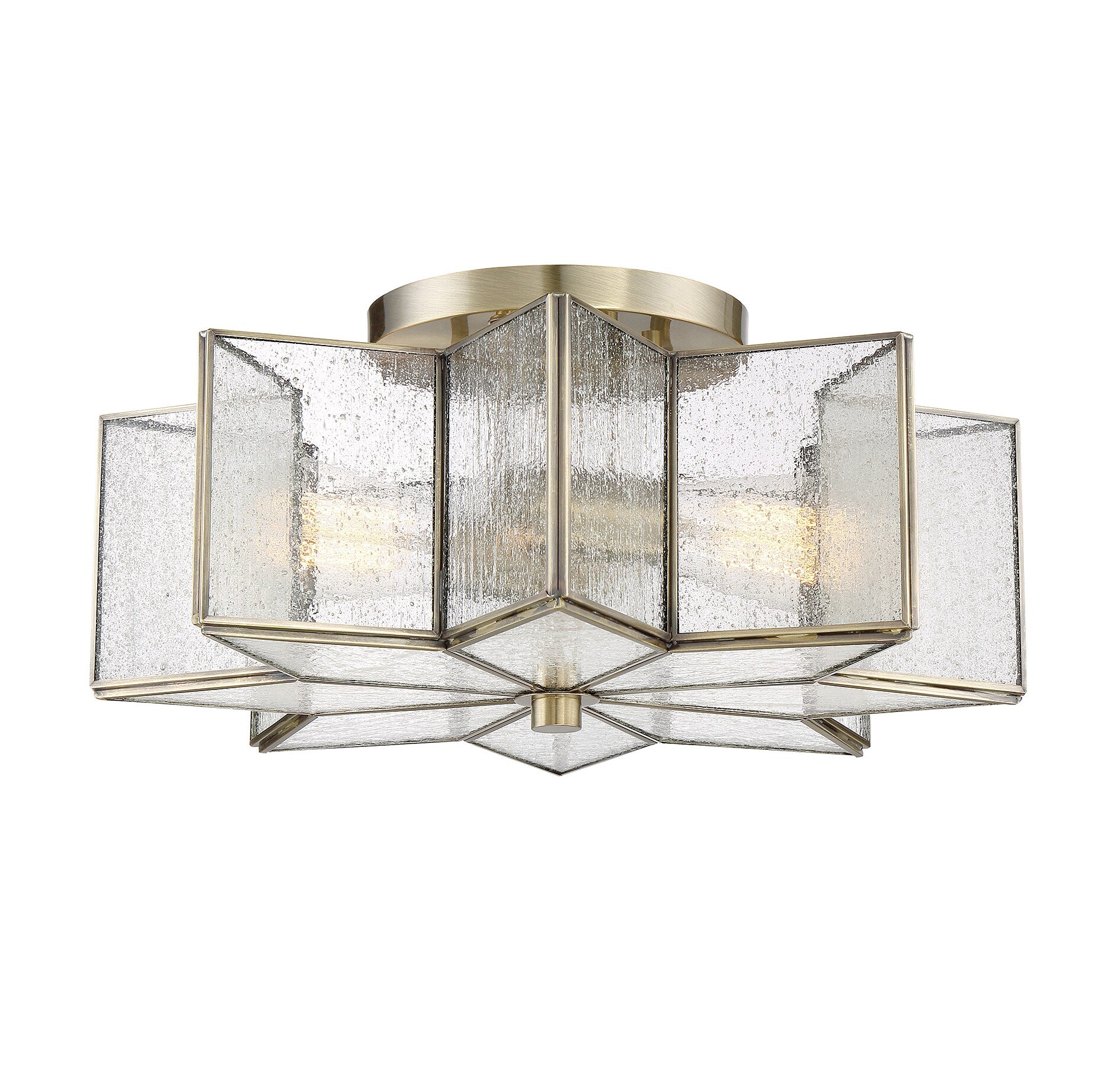 Meridian Lite Trends Meridian 2-Light Brushed Brass Led Semi Flush Mount Light