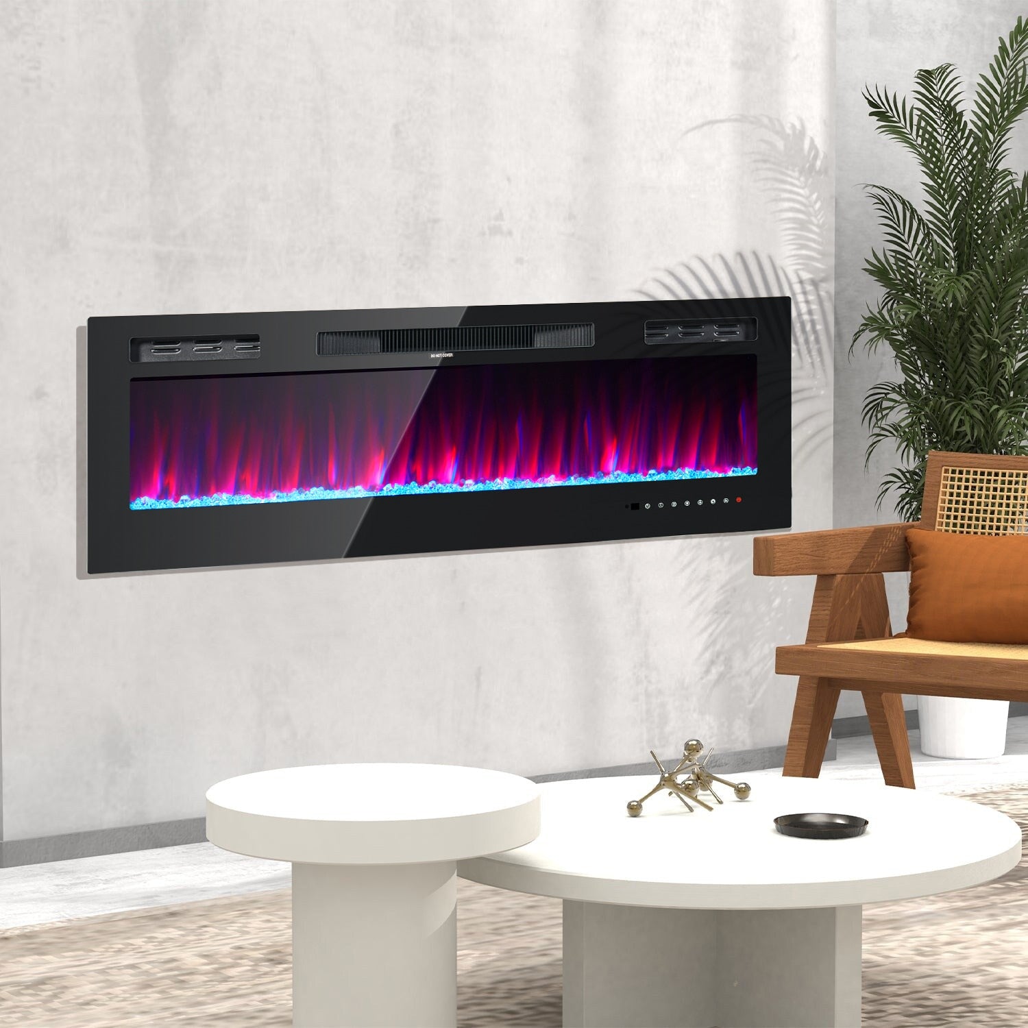 AOXUN 50-in W Black LED Electric Fireplace H20018