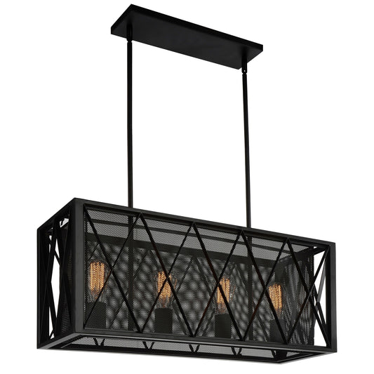 CWI Lighting Tapedia 4 -Light Black Rustic For Use in Bathrooms, Bedrooms, Dining Rooms, Foyers, Kitchens, Living Rooms Chandelier