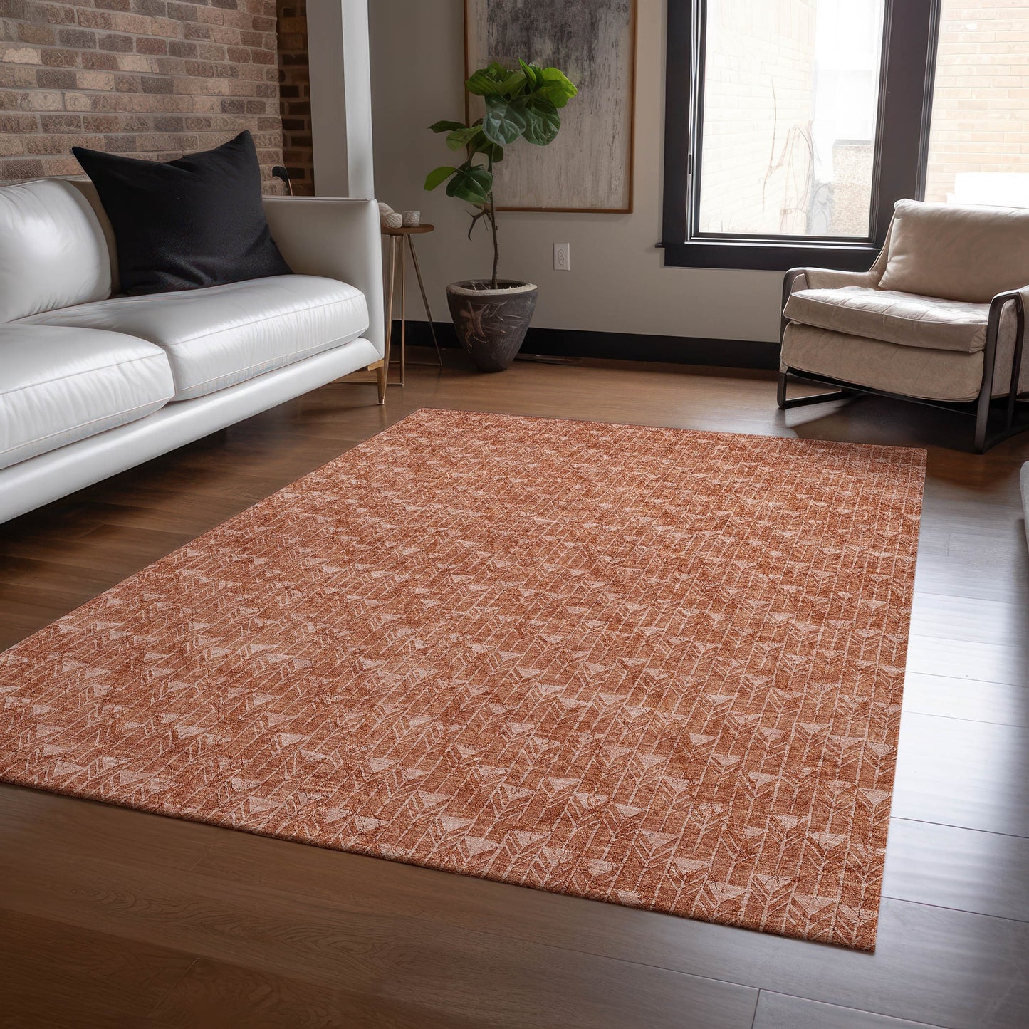 Addison Rugs Chantille ACN514TR 10 x 14 (ft) Terracotta Rectangular Indoor/Outdoor Abstract Machine washable Area rug