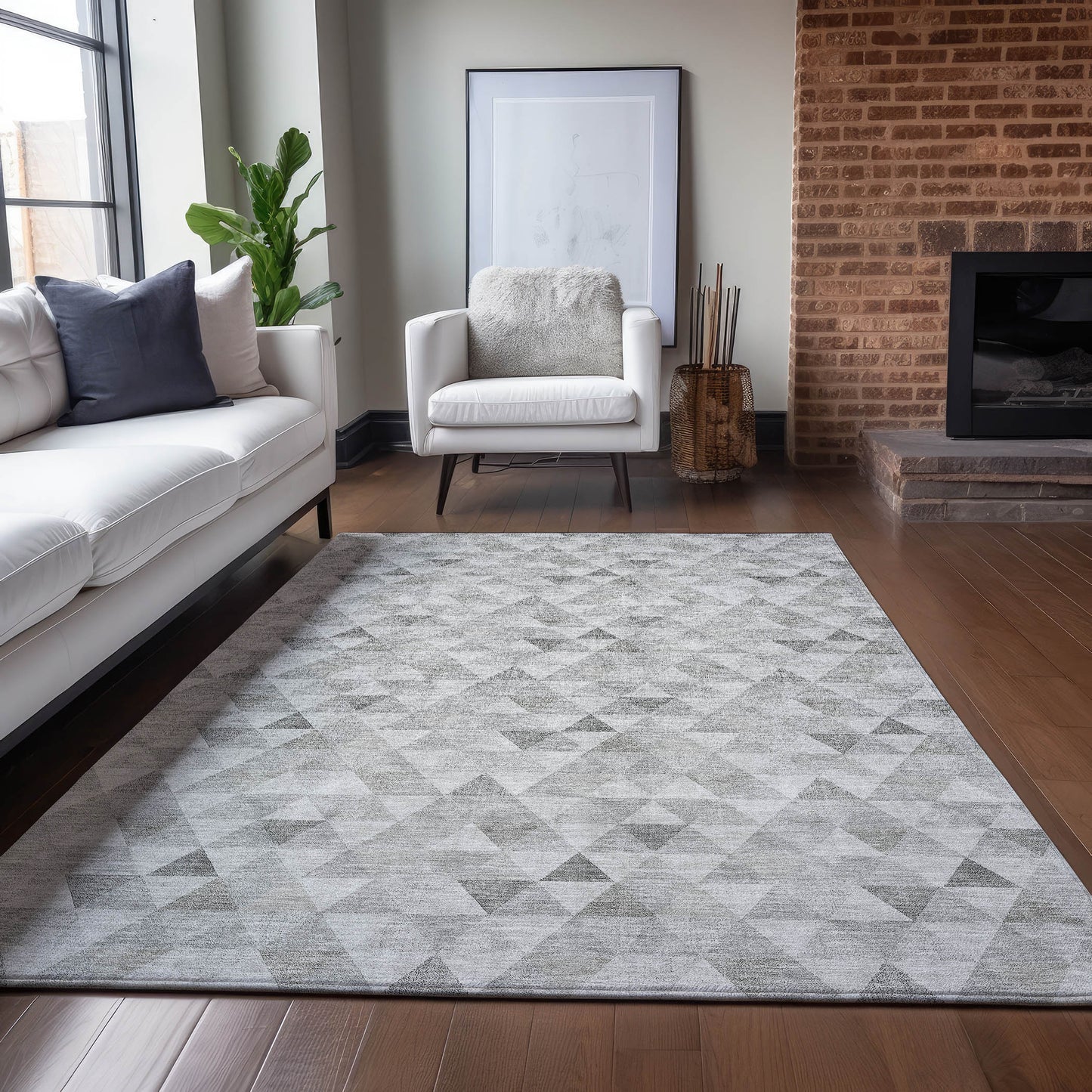 Addison Rugs Chantille ACN612SV 9 x 12 (ft) Silver Rectangular Indoor/Outdoor Abstract Machine washable Area rug
