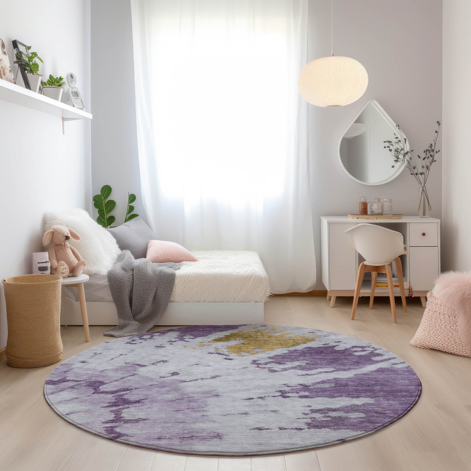 Addison Rugs Chantille ACN614PP 8 x 8 (ft) Purple Round Indoor/Outdoor Abstract Machine washable Area rug