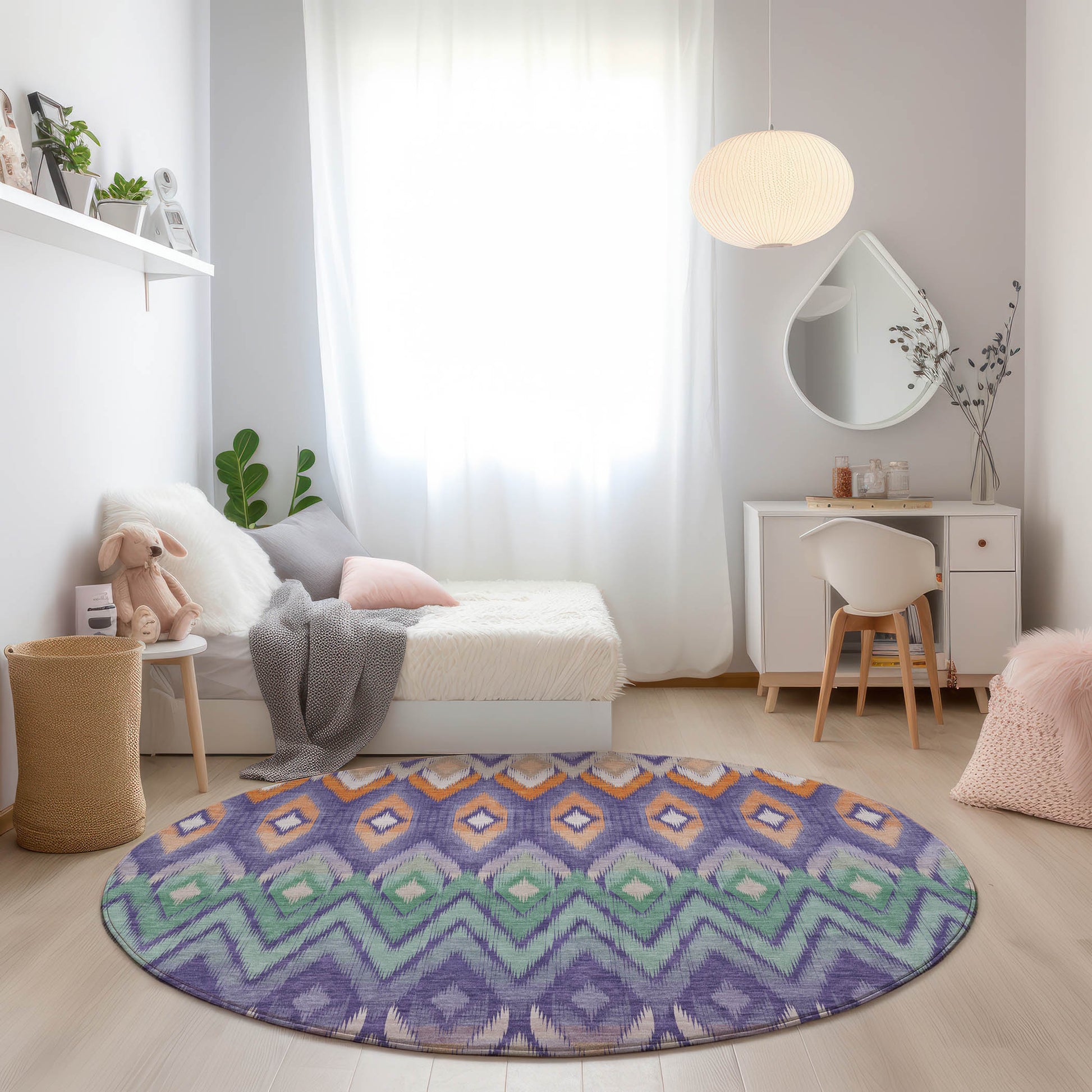 Addison Rugs Chantille ACN617PP 8 x 8 (ft) Purple Round Indoor/Outdoor Abstract Machine washable Area rug