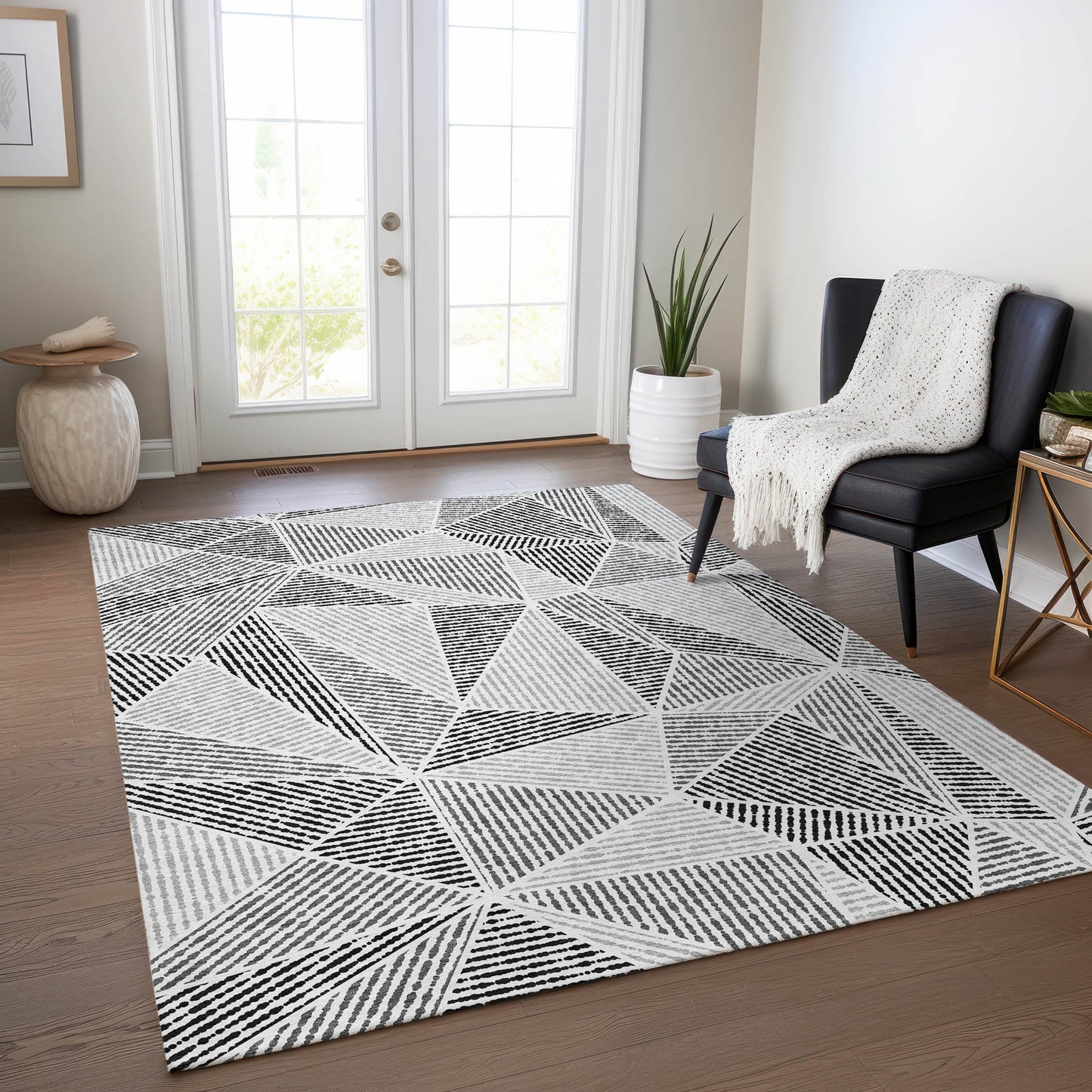 Addison Rugs Chantille ACN618PW 9 x 12 (ft) Pewter Rectangular Indoor/Outdoor Geometric Machine washable Area rug