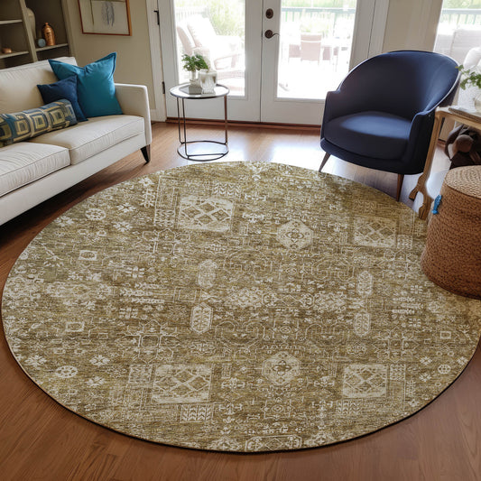 Addison Rugs Chantille ACN637BR 8 x 8 (ft) Brown Round Indoor/Outdoor Geometric Machine washable Area rug