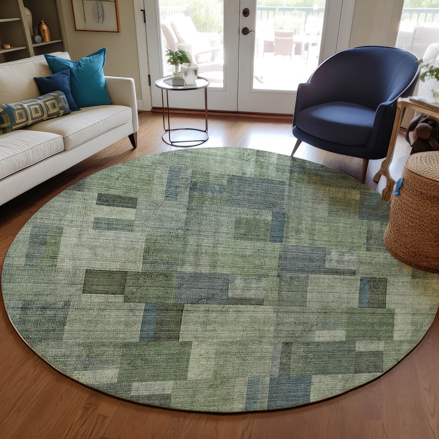 Addison Rugs Chantille ACN639GE 8 x 8 (ft) Green Round Indoor/Outdoor Geometric Machine washable Area rug