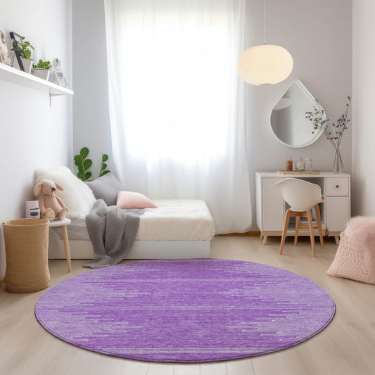 Addison Rugs Chantille ACN647LV 8 x 8 (ft) Lavender Round Indoor/Outdoor Geometric Machine washable Area rug