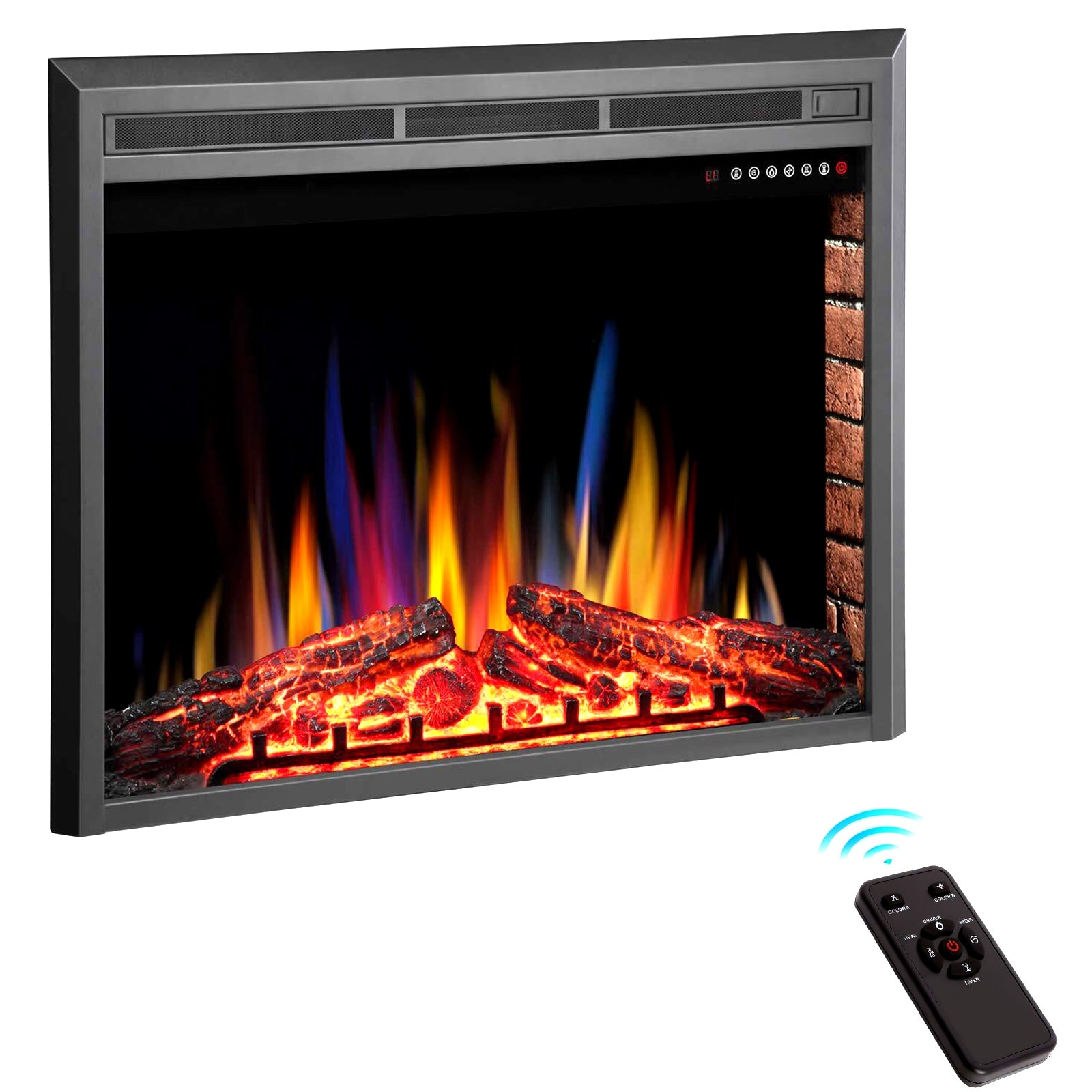 BANSA ROSE 39-Inch Electric Fireplace Insert with Touch Screen, Adjustable Flame, Remote Control, and 2 Heat Settings - Black, 5100 BTUs, 400 Sq. Ft. LLGBK041703