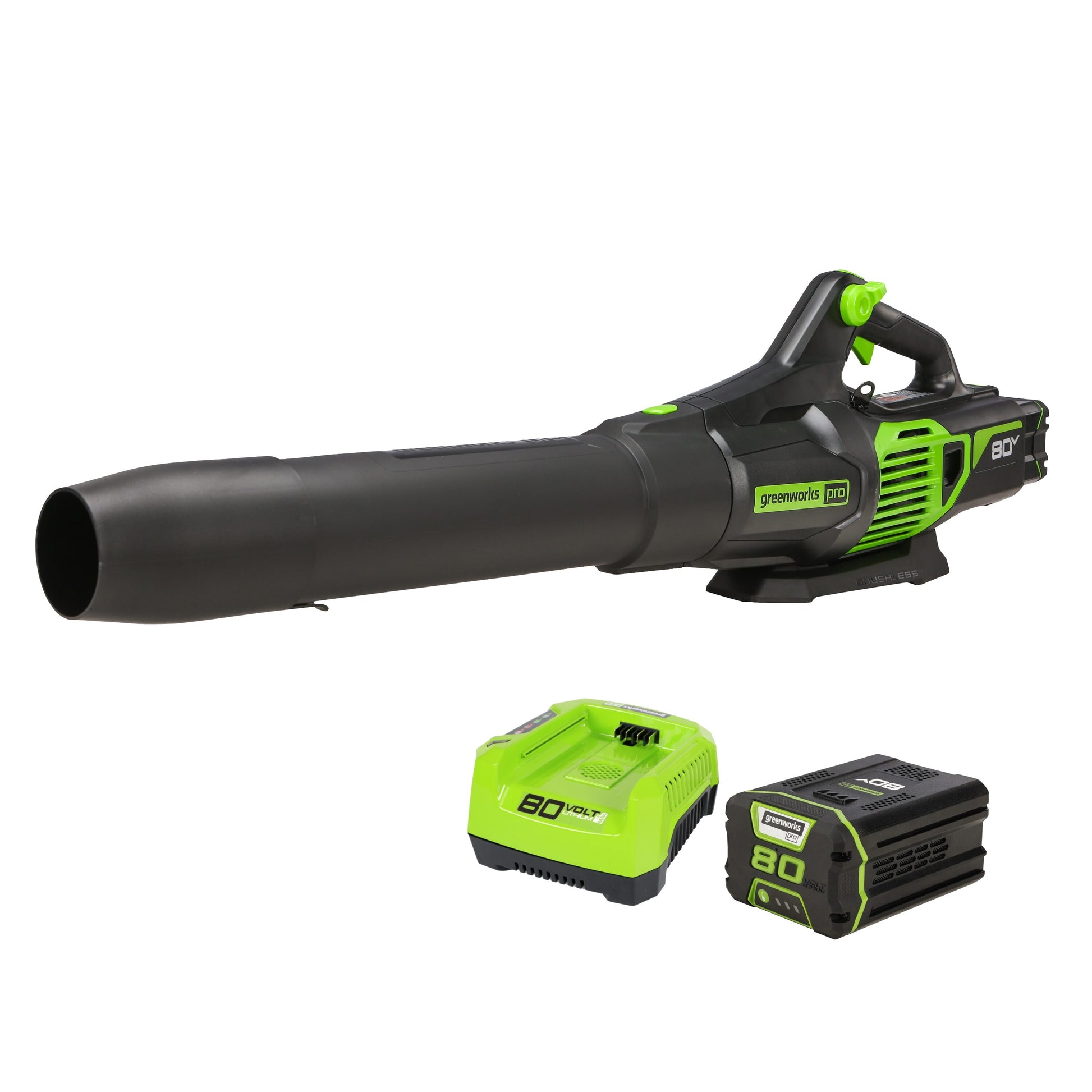 Greenworks 80-volt 730-CFM 170-MPH Battery Handheld Leaf Blower 2.5 Ah (Battery and Charger Included) BL80L2512