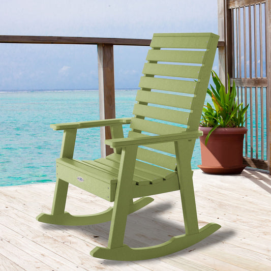 highwood Riverside Palm Green Poly-lumber Frame Rocking Chair with Slat Seat