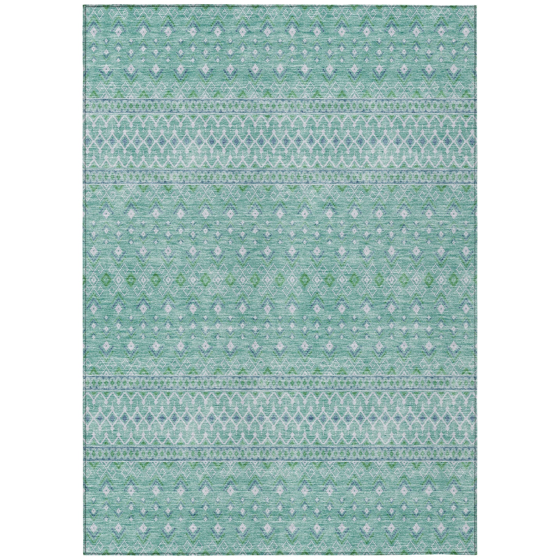 Addison Rugs Chantille ACN709AQ 8 x 10 (ft) Aqua Rectangular Indoor/Outdoor Geometric Machine washable Area rug