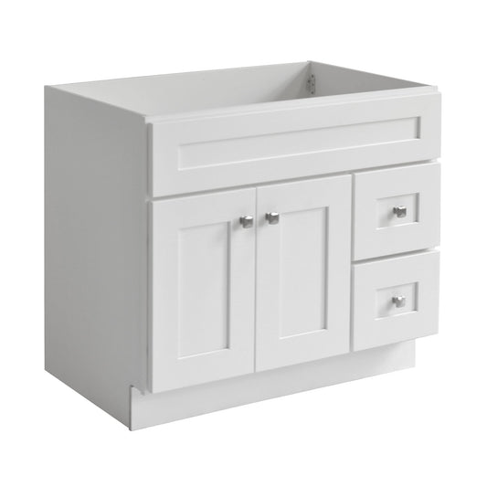 Design House Brookings 36-in White Bathroom Vanity Base Cabinet without Top (Assembly Required)