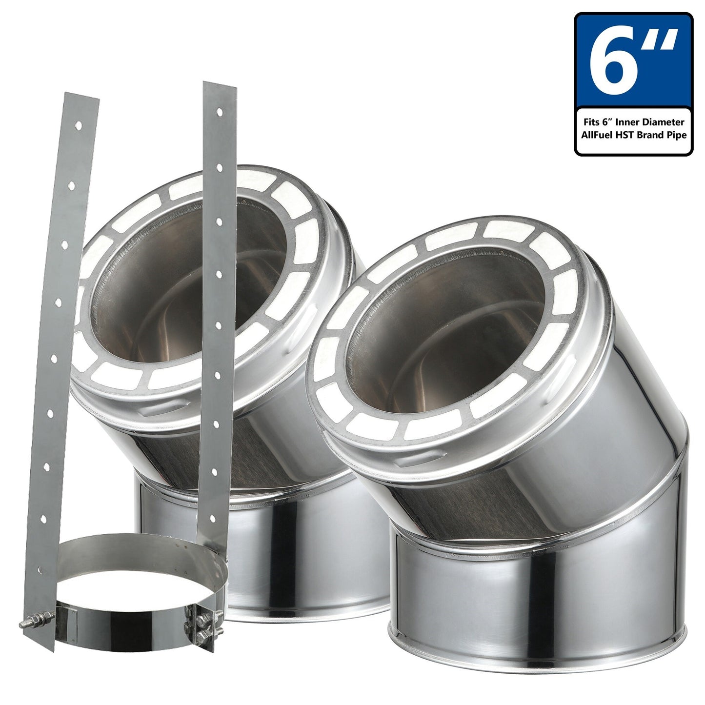 AllFuel HST 6-in x 6-in Insulated Double Wall Stainless Steel Chimney Pipe HST6-EL30