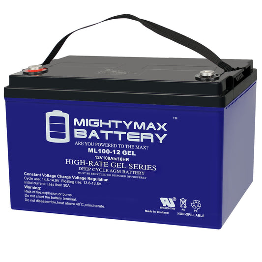 Mighty Max Battery 12V 100AH GEL for Zoeller Sump Pump Rechargeable Sealed Gel 121000 Backup Power Batteries ML100-12GEL186