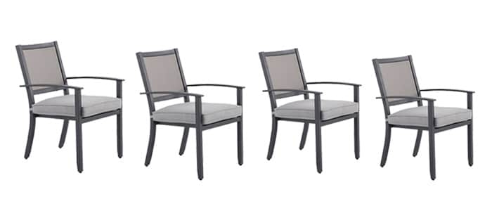 allen + roth Chatham Pier Set of 4 Stackable Black Aluminum Frame Stationary Dining Chair with Gray Cushioned Seat