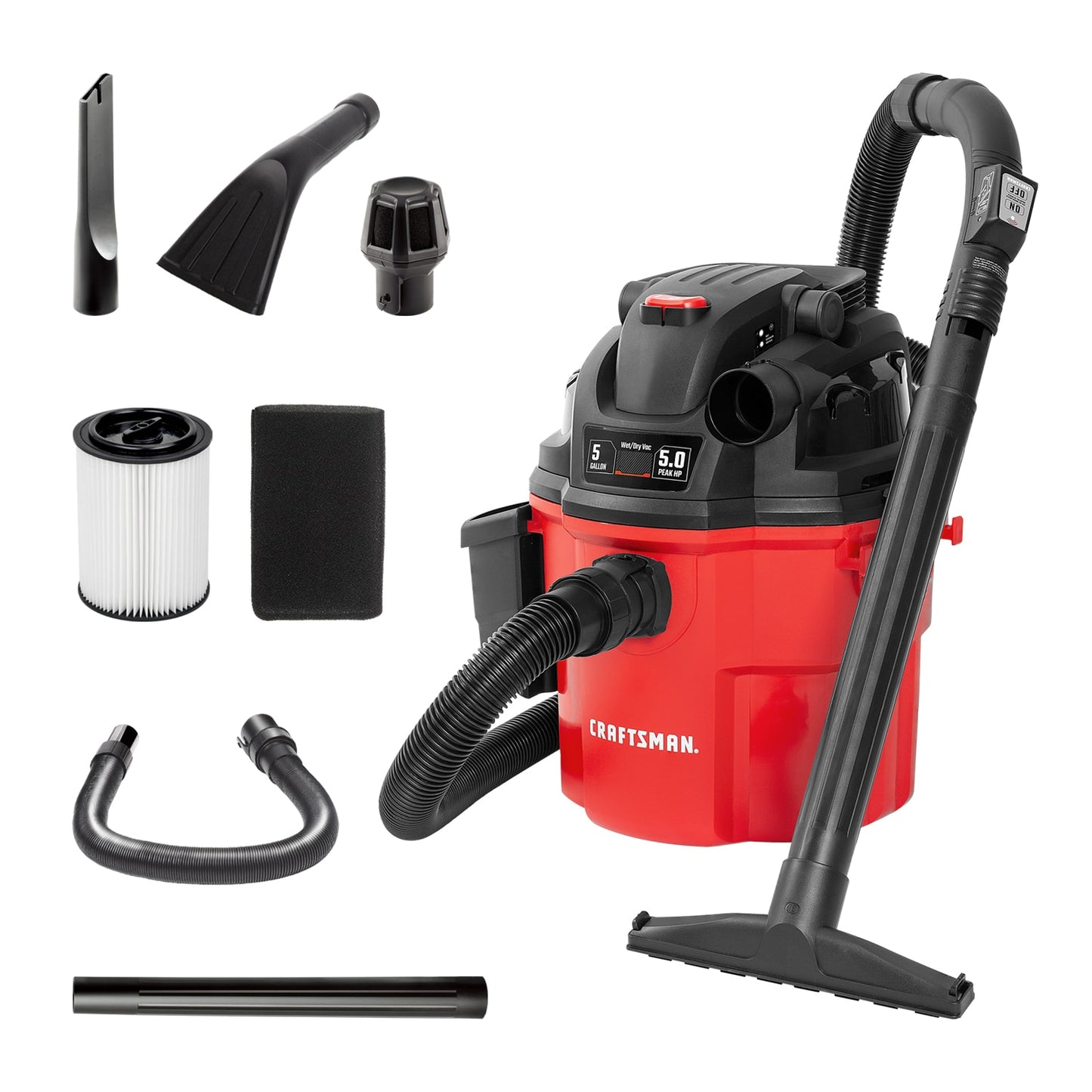 CRAFTSMAN Remote Control 5-Gallons 5-HP Corded Wet/Dry Shop Vacuum with Accessories Included CMXEVCVVWM510