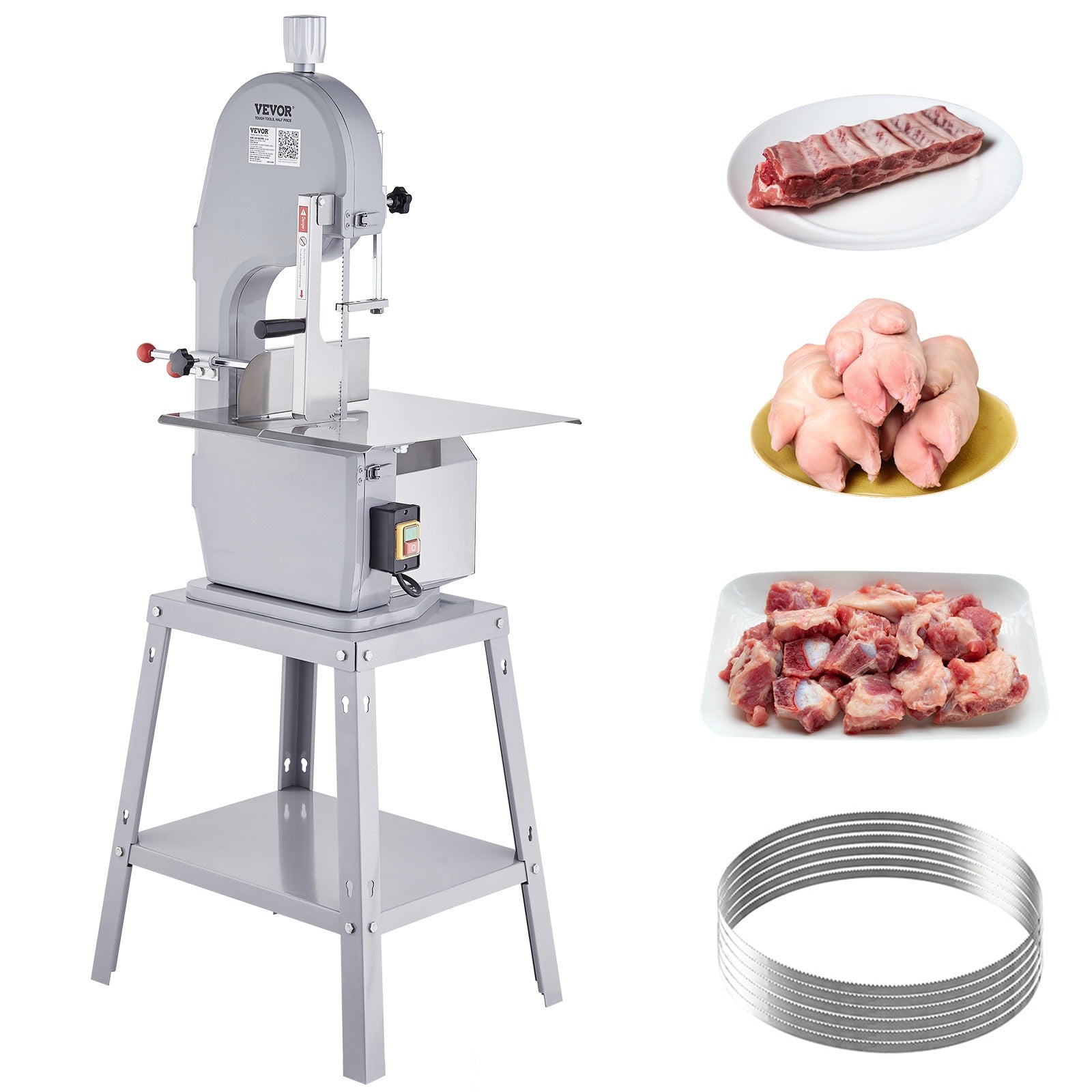 VEVOR Cutting Thickness 0.16-7.9-in Commercial/Residential Food Slicer with Thickness Control (1500W 120V Electric Meat) JGJTSHR-250000001V1